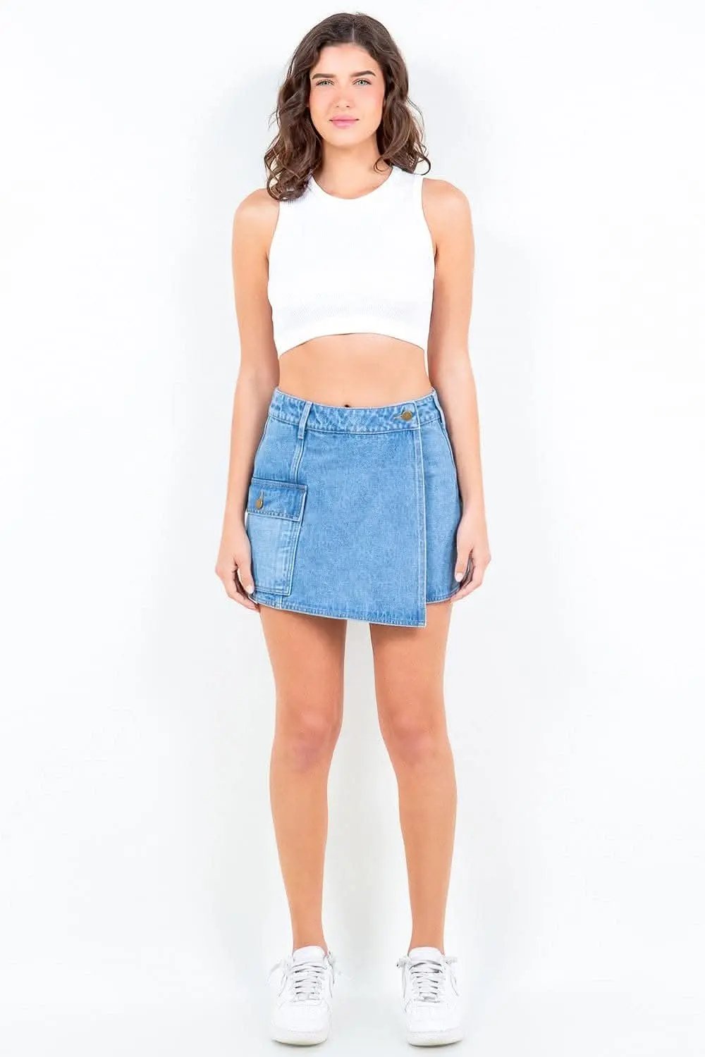 Trendy cargo pocket skort, mini - Love Salve